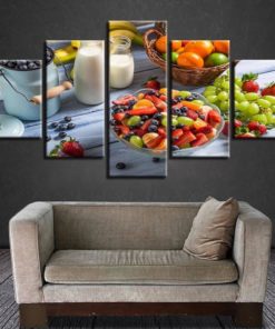Breakfast Food Wall Art, Fruits Canvas Art, Restaurant Decor, Kitchen Decor, Multi Panel, Canvas Set, Split Canvas, Poster, Framed, Gift