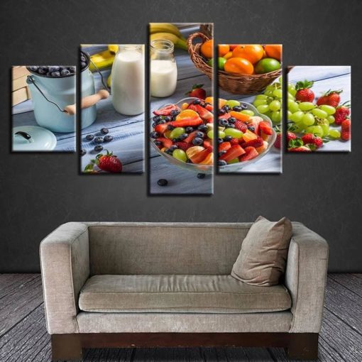 Breakfast Food Wall Art, Fruits Canvas Art, Restaurant Decor, Kitchen Decor, Multi Panel, Canvas Set, Split Canvas, Poster, Framed, Gift
