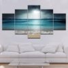 Beach Decor, Beach Canvas Art,Beach Wall Art, Beach Painting, Ocean Painting, Sea Painting, Cloudy In the Beach 4 Piece Canvas Print, Framed