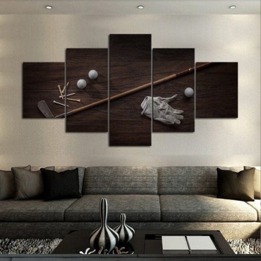 Antique Golf Club and Equipment Framed. 5 Piece Canvas. Five Panel. Canvas Art. Wall Art. Home Decor. For Her. For Him. Gift.