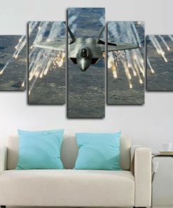 Air Force F22 Raptor Stealth Aircraft Framed. 5 Piece Canvas. Five Panel. Canvas Art. Wall Art. Home Decor. For Her. For Him. Gift.