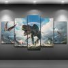 Prehistoric Dinosaurs Framed. 5 Piece Canvas. Five Panel. Canvas Art. Wall Art. Home Decor. For Her. For Him. Gift.