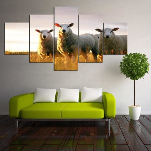 Sheep Farm Animals Framed. 5 Piece Canvas. Five Panel. Canvas Art. Wall Art. Home Decor. For Her. For Him. Gift.