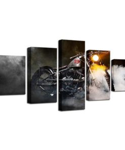 Vintage Motorcycle Burnout Framed. 5 Piece Canvas. Five Panel. Canvas Art. Wall Art. Home Decor. For Her. For Him. Gift.