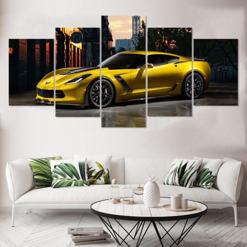 Chevrolet Corvette Z06, Custom Artwork, Canvas Wall Art, Large Wall Art, 5 Piece Art, Home Decor