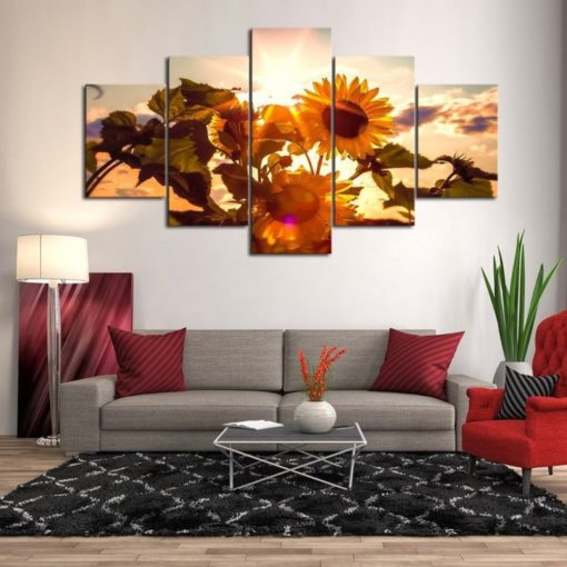 Sunflower in Sunshine Framed. 5 Piece Canvas. Five Panel. Canvas Art. Wall Art. Home Decor. For Her. For Him. Gift.