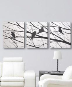 Bird Silhouette Art ORIGINAL PAINTING 3 Piece Wall Art Canvas Art 3 piece Wall Decor Birds Silhouettes Artwork Home Decor 48x20