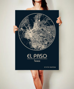 EL PASO Texas CANVAS Map El Paso Texas Poster City Map El Paso Texas Art Print El Paso Texas