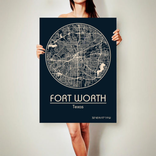 FORT WORTH Texas CANVAS Map Fort Worth texas Poster City Map Fort Worth Texas Art Print Fort Worth Texas