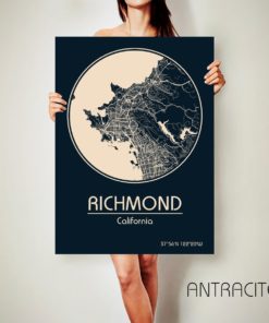 RICHMOND California CANVAS Map Richmond California Poster City Map Richmond California Art Print Richmond California