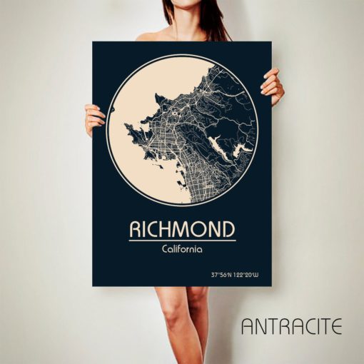 RICHMOND California CANVAS Map Richmond California Poster City Map Richmond California Art Print Richmond California