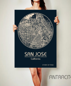 SAN JOSE California CANVAS Map San Jose California Poster City Map San Jose California Art Print San Jose California
