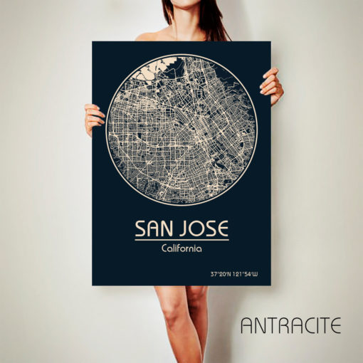 SAN JOSE California CANVAS Map San Jose California Poster City Map San Jose California Art Print San Jose California