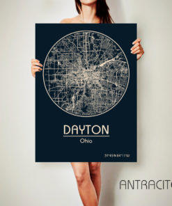 DAYTON Ohio CANVAS Map Dayton Ohio Poster City Map Dayton Ohio Art Print Dayton Ohio poster Dayton Ohio map art Poster Dayton Ohio map