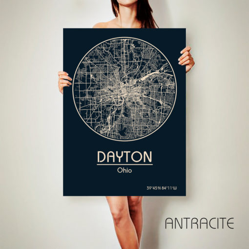 DAYTON Ohio CANVAS Map Dayton Ohio Poster City Map Dayton Ohio Art Print Dayton Ohio poster Dayton Ohio map art Poster Dayton Ohio map