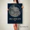 SALT LAKE City Utah CANVAS Map Salt Lake City Utah Poster City Map Salt Lake City Utah Art Print Salt Lake City Utah