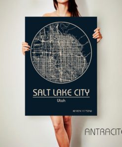 SALT LAKE City Utah CANVAS Map Salt Lake City Utah Poster City Map Salt Lake City Utah Art Print Salt Lake City Utah