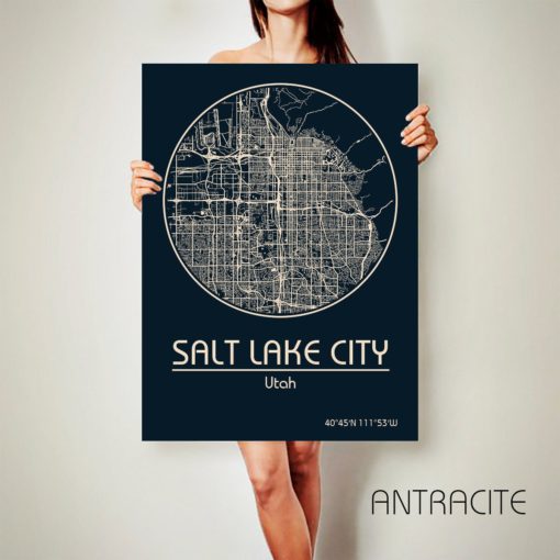 SALT LAKE City Utah CANVAS Map Salt Lake City Utah Poster City Map Salt Lake City Utah Art Print Salt Lake City Utah