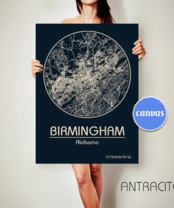 BIRMINGHAM Alabama CANVAS Map Birmingham Alabama Poster City Map Birmingham Alabama Art Print Birmingham Alabama poster Birmingham
