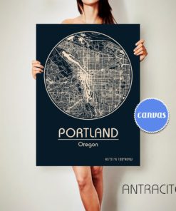 PORTLAND Oregon CANVAS Map Portland Oregon Poster City Map Portland Oregon Art Print Portland Oregon