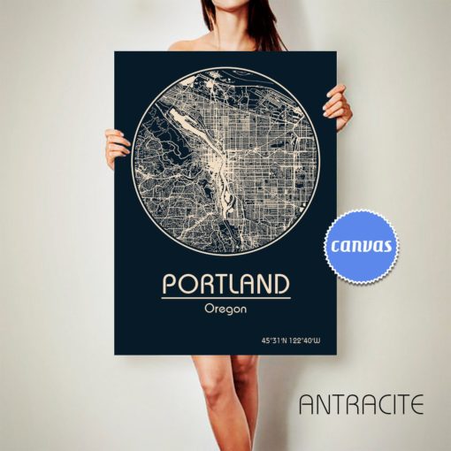 PORTLAND Oregon CANVAS Map Portland Oregon Poster City Map Portland Oregon Art Print Portland Oregon