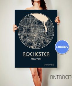 ROCHESTER New York CANVAS Map Rochester New York Poster City Map Rochester New York Art Print Rochester New York