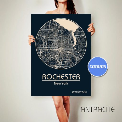 ROCHESTER New York CANVAS Map Rochester New York Poster City Map Rochester New York Art Print Rochester New York