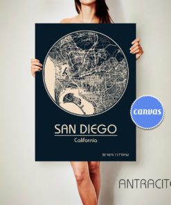SAN DIEGO California CANVAS Map San Diego California Poster City Map San Diego California Art Print San Diego California