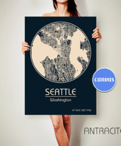 SEATTLE Washington CANVAS Map Seattle Washington Poster City Map Seattle Washington Art Print Seattle Washington