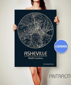 ASHEVILLE North Carolina CANVAS Map Asheville North Carolina Poster City Map Asheville North Carolina Art Print Asheville North Carolina
