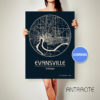 EVANSVILLE Indiana CANVAS Map Evansville Indiana Poster City Map Evansville Indiana Art Print Evansville Indiana