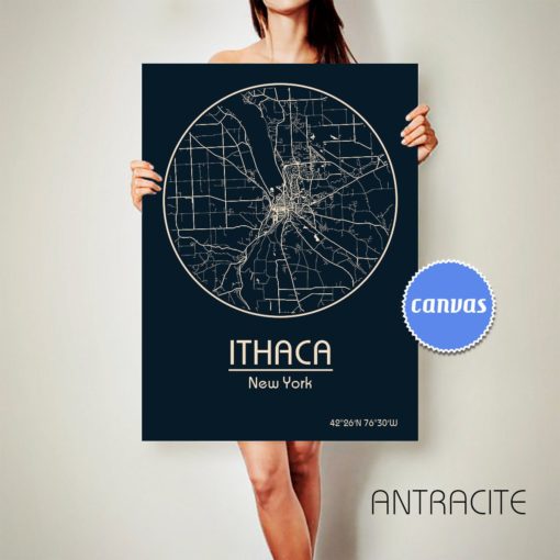 ITHACA New York CANVAS Map Ithaca New York Poster City Map Ithaca New York Art Print Ithaca New York poster Ithaca New York ArchTravel
