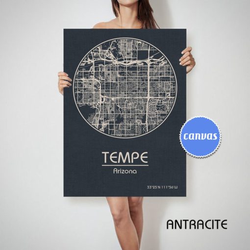 TEMPE Arizona CANVAS Map Tempe Arizona Poster City Map Tempe Arizona Art Print Tempe Arizona