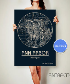 ANN ARBOR Michigan CANVAS Map Ann Arbor Michigan Poster City Map Ann Arbor Michigan Art Print Ann Arbor Michigan poster Ann Arbor Michigan