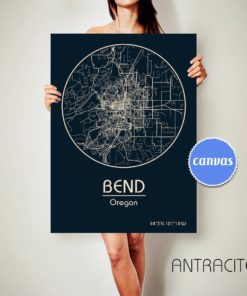 BEND Oregon CANVAS Map Bend Oregon Poster City Map Bend Oregon Art Print Bend Oregon poster Bend Oregon map art Poster Bend ArchTravel