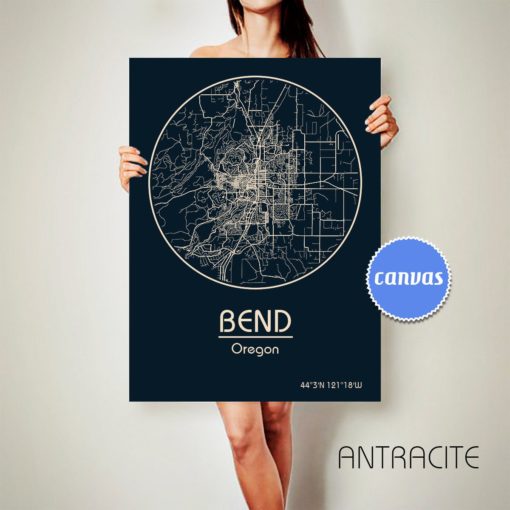 BEND Oregon CANVAS Map Bend Oregon Poster City Map Bend Oregon Art Print Bend Oregon poster Bend Oregon map art Poster Bend ArchTravel