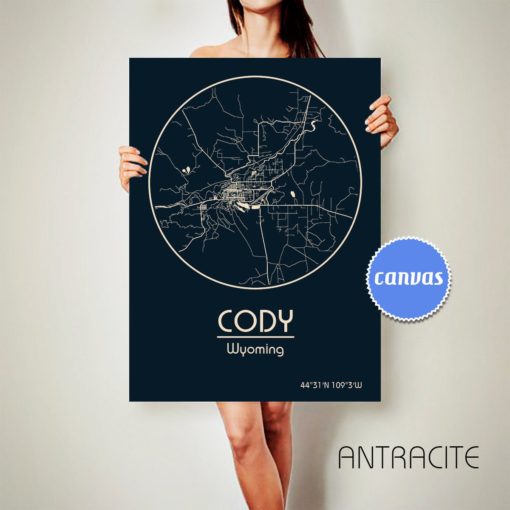 CODY Wyoming CANVAS Map Cody Wyoming Poster City Map Cody Wyoming Art Print Cody Wyoming poster Cody Wyoming map