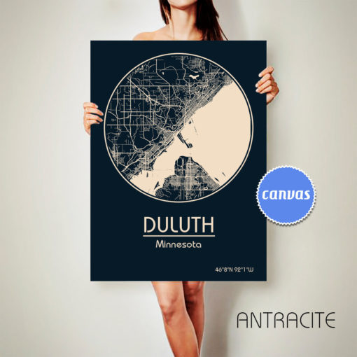 DULUTH Minnesota CANVAS Map Duluth Minnesota Poster City Map Duluth Minnesota Art Print Duluth Minnesota