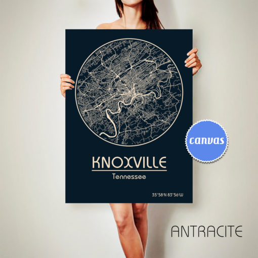 KNOXVILLE Tennessee CANVAS Map Knoxville Tennessee Poster City Map Knoxville Tennessee Art Print Knoxville Tennessee