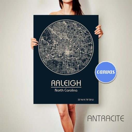 RALEIGH North Carolina CANVAS Map Raleigh North Carolina Poster City Map Raleigh North Carolina Art Print Raleigh North Carolina