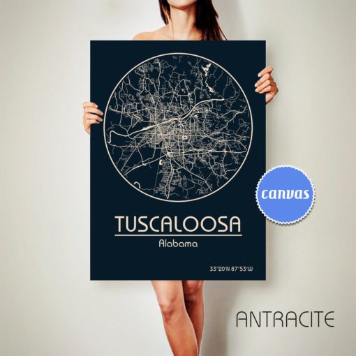TUSCALOOSA Alabama CANVAS Map Tuscaloosa Alabama Poster City Map Tuscaloosa Alabama Art Print Tuscaloosa Alabama
