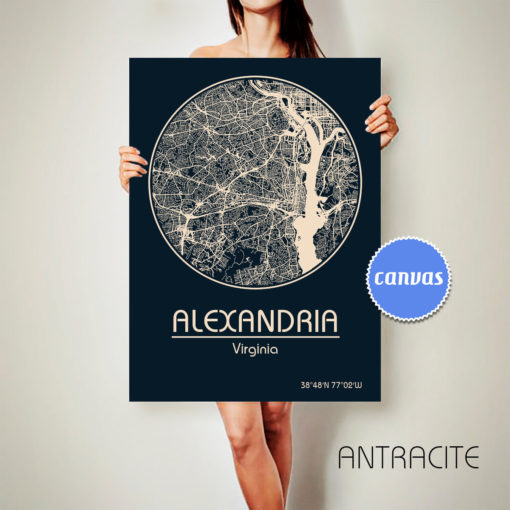 ALEXANDRIA Virginia CANVAS Map Alexandria Virginia Poster City Map Alexandria Virginia Art Print Alexandria Virginia poster VA Hapava