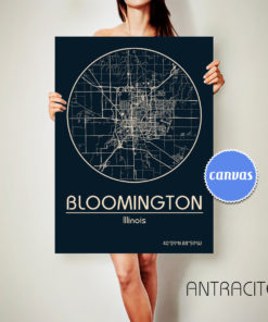 BLOOMINGTON Illinois CANVAS Map Bloomington Illinois Poster City Map Bloomington Illinois Art Print Bloomington Illinois poster ArchTravel