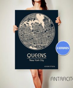 QUEENS New York CANVAS Map Queens New York Poster City Map Queens New York Art Print Queens New York