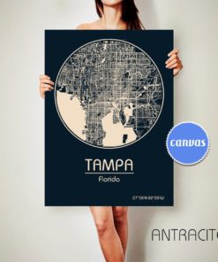 TAMPA Florida CANVAS Map Tampa Florida Poster City Map Tampa Florida Art Print Tampa Florida