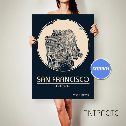 SAN FRANCISCO California CANVAS Map San Francisco Poster City Map San Francisco California Art Print San Francisco California