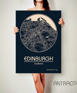 EDINBURGH Scotland CANVAS Map Edinburgh Scotland Poster City Map Edinburgh Scotland Art Print Edinburgh Scotland