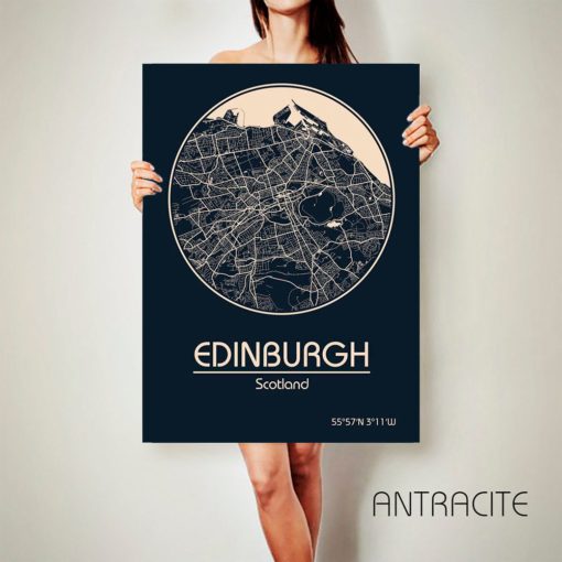 EDINBURGH Scotland CANVAS Map Edinburgh Scotland Poster City Map Edinburgh Scotland Art Print Edinburgh Scotland