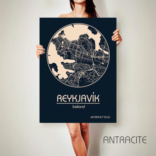 Reykjav?k Iceland CANVAS Map Reykjav?k Iceland Poster City Map Reykjav?k Iceland Art Print Reykjav?k Iceland