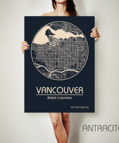 VANCOUVER Canada CANVAS Map Vancouver Canada Poster City Map Vancouver Canada Art Print Vancouver Canada